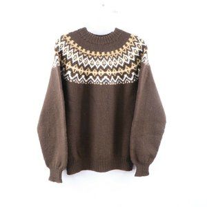 Vintage 60s Rockabilly Cowichan Wool Sweater Brown